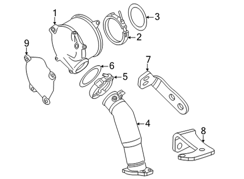 2020 Chevrolet Silverado 2500 HD Turbocharger & Components Exhaust Pipe Lower Bracket Diagram for 12657320