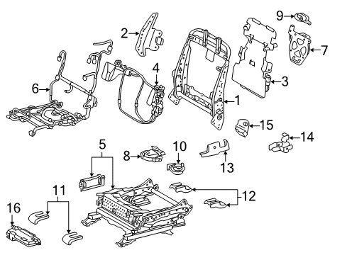 2017 Lexus GS200t Driver Seat Components Bracket Assembly, Seat Diagram for 71280-30030
