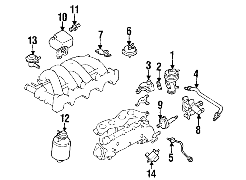 1997 Nissan 240SX Emission Components CANISTER Assembly EVAPORATION Diagram for 14950-1S72B