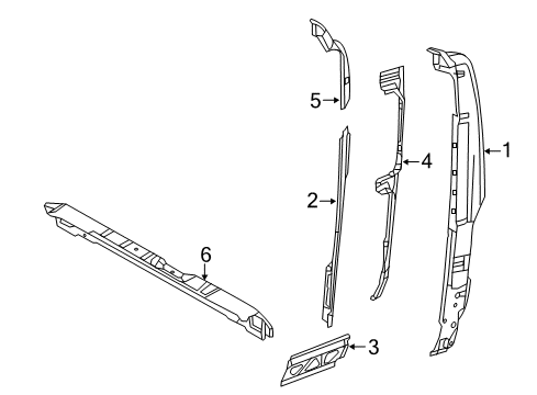 2017 Ram ProMaster 3500 Rear Body REINFMNT-D Pillar Diagram for 68134191AA