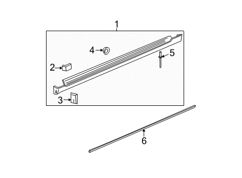 2012 Chevrolet Malibu Exterior Trim - Pillars, Rocker & Floor Rocker Molding Retainer Diagram for 11562563