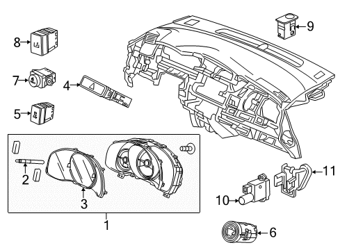 2019 Honda HR-V Cluster & Switches, Instrument Panel Sw Assy, Econ Diagram for 35570-T7A-J01