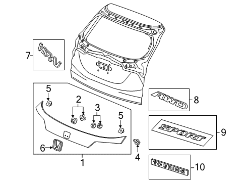 2017 Honda HR-V Exterior Trim - Lift Gate Emblem, H-Mark 75 Diagram for 75701-T5A-000