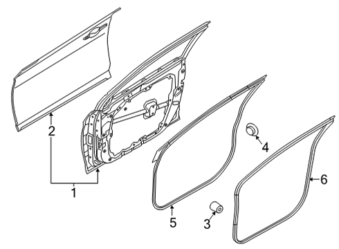 2020 Hyundai Sonata Door & Components W/STRIP Assembly-FR Dr Side LH Diagram for 82130-L1000