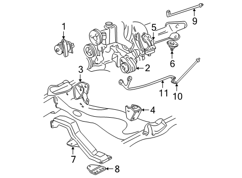 2001 Chevrolet S10 Engine & Trans Mounting CROSSMEMBER, Transmission Mounting Diagram for 15148805