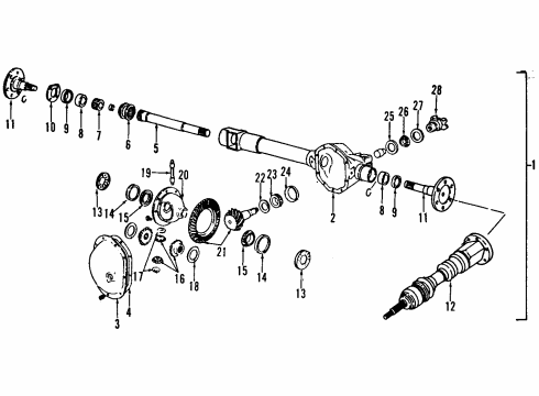 1989 Dodge Dakota Front Axle, Axle Shafts & Joints, Differential, Drive Axles, Propeller Shaft Bearing-Drive Pinion Diagram for 2070318