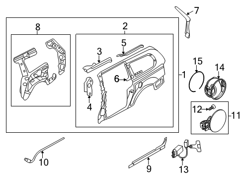 2014 Kia Sedona Side Panel & Components Stopper-Rubber Diagram for 69555-1F000