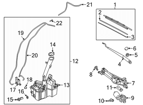 2022 Hyundai Tucson Wiper & Washer Components BLADE ASSY-WIPER, PASSEGER Diagram for 98360-H5000