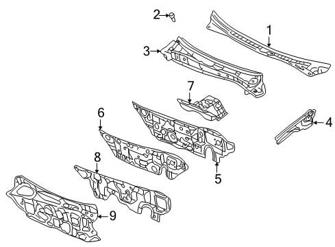 1999 Mitsubishi Galant Cowl ISOLATOR-Dash Panel Diagram for MR214451