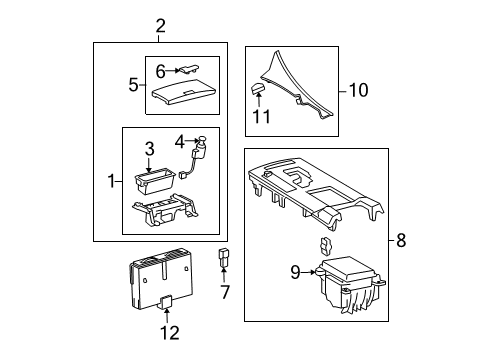 2011 Lexus IS250 Front Console Panel Sub-Assembly, Console Diagram for 58804-53172-C0