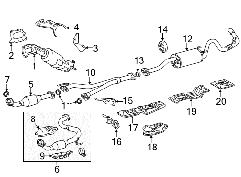 2018 Toyota Tacoma Exhaust Components, Exhaust Manifold Manifold Cover Diagram for 17167-31110