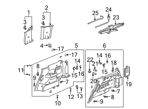 2004 Honda Pilot Interior Trim - Quarter Panels Stopper, RR. Shelf *Tblack* (BLACK) Diagram for 84427-S6A-000ZF