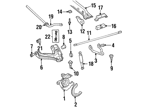 1990 GMC C1500 Front Suspension Components, Lower Control Arm, Upper Control Arm, Stabilizer Bar Upper Control Arm Diagram for 12376163