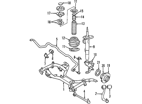 2000 BMW 750iL Front Suspension Components, Lower Control Arm, Ride Control, Stabilizer Bar Front Coil Spring Lower Rubber Pad Mount Diagram for 31331094795