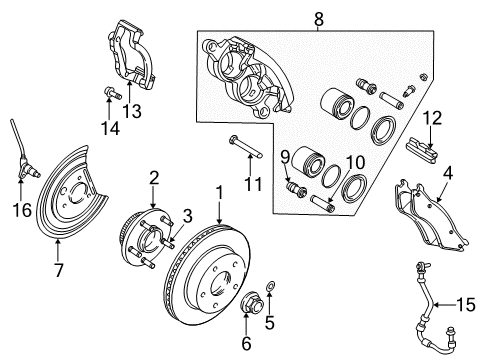 2004 Dodge Ram 1500 Front Brakes Line-Brake Diagram for 52121290AC