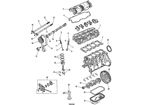 1986 Chevrolet Spectrum Engine Parts, Mounts, Cylinder Head & Valves, Camshaft & Timing, Oil Pan, Oil Pump, Crankshaft & Bearings, Pistons, Rings & Bearings Bearings Diagram for 94457037