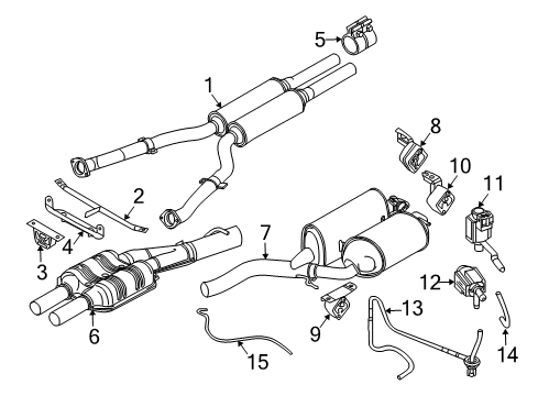 2003 BMW 745i Exhaust Components Exhaust Manifold Heade Diagram for 18107511041