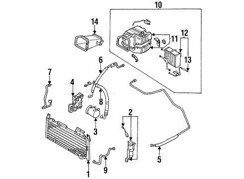 1987 Nissan Pulsar NX Condenser, Compressor & Lines, Evaporator Components Hose Flex Low Diagram for 92480-85M15