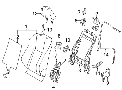 2021 Lexus RC300 Driver Seat Components Frame Sub-Assembly, Front Seat Diagram for 71014-24071