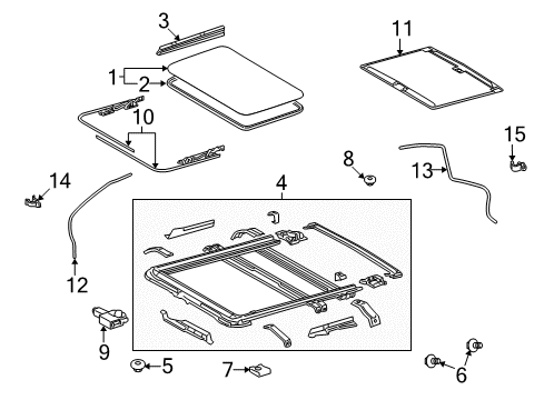 2011 Toyota Land Cruiser Sunroof Glass Weatherstrip Diagram for 63251-12190