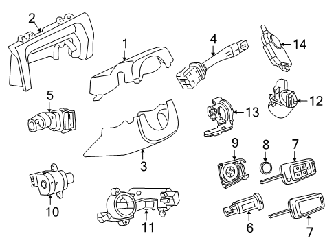 2017 Chevrolet Caprice Ignition Lock Ignition Cylinder Diagram for 42363748