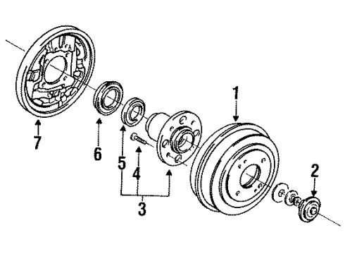 1995 Honda Civic Rear Brakes Plate, Left Rear Brake Backing Diagram for 43120-SR4-A02