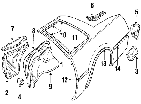 1987 Oldsmobile Firenza Quarter Panel & Components Pkt Asm-Fuel Tank Filler *Black Diagram for 20445359