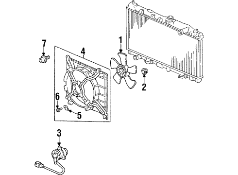 1995 Acura TL Cooling System, Radiator, Water Pump, Cooling Fan, Oil Cooler Shroud (Denso) Diagram for 19015-P1R-003