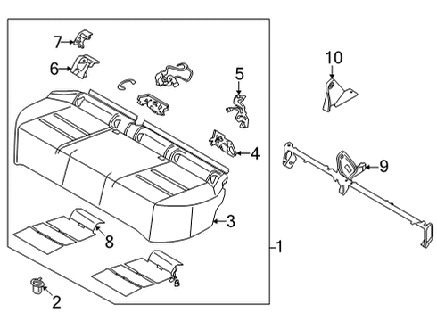 2021 Nissan Rogue Rear Seat Components Pad Assy-Cushion, Rear Seat RH Diagram for 89307-6RA0B