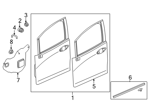 2016 Honda Fit Front Door Panel Comp, L FR D Diagram for 67050-T5R-A92ZZ