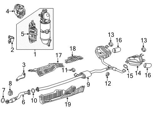 2018 Honda CR-V Exhaust Components Rubber, Exhuast Mounting Diagram for 18215-TLA-A01