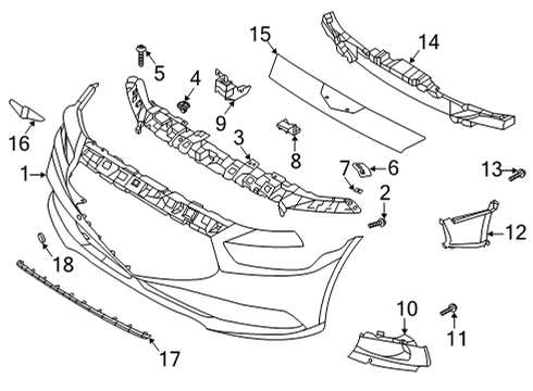 2021 Genesis G90 Bumper & Components - Front Upper Piece-Radiator Grille Diagram for 86564-D2500