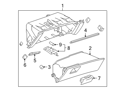 2012 Buick LaCrosse Glove Box Glove Box Assembly Diagram for 9009197