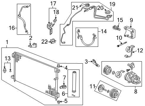 2005 Acura TL A/C Condenser, Compressor & Lines Condenser Diagram for 80110-SEP-A01