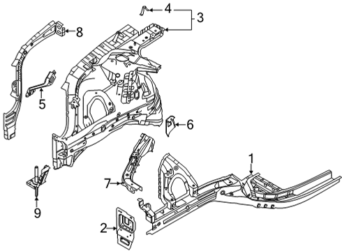 2020 Hyundai Sonata Structural Components & Rails Bracket Assembly-Fender MTG UPR FR Diagram for 64493-L1000