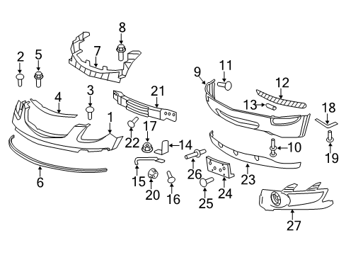 2009 Buick Enclave Front Bumper Impact Bar Diagram for 22806759