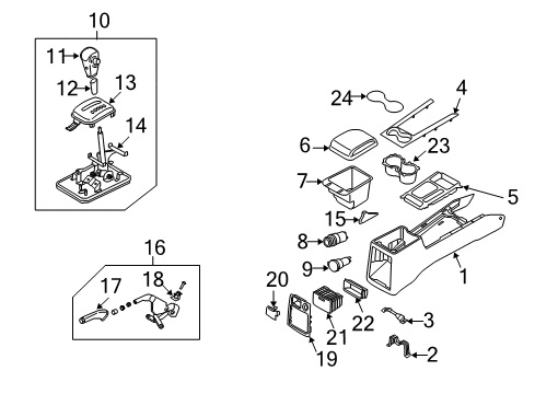 2005 Kia Sorento Switches Console Armrest Assembly Diagram for 846403E051CY