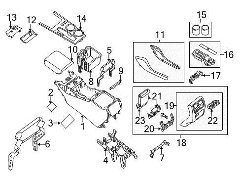 2013 Nissan Pathfinder Center Console Holder Assembly Cup Diagram for 68431-3KA0A