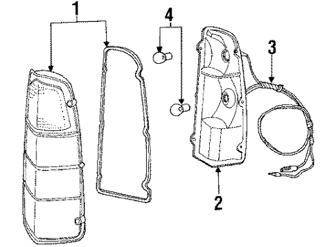 1988 Dodge D350 Tail Lamps Lamp, Tail, Stop, Turn Signal, Side Marker, Right Diagram for 55054795