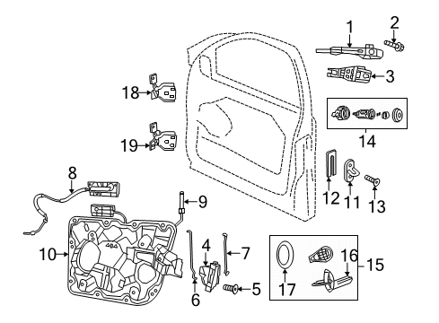 2020 Dodge Durango Front Door Door Window Regulator Diagram for 68079286AA