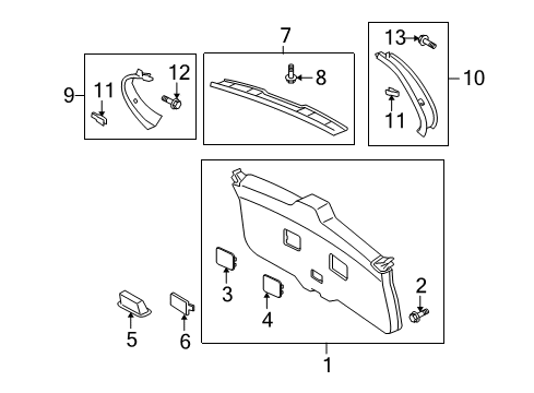 2014 Scion xD Interior Trim - Lift Gate Hole Cover Diagram for 64746-52110-B0