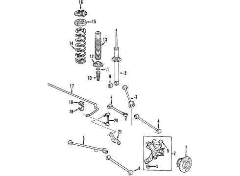 2003 Acura TL Rear Suspension Components, Lower Control Arm, Upper Control Arm, Stabilizer Bar Spring, Rear Stabilizer Diagram for 52300-S3M-A01