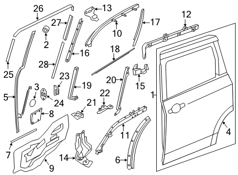 2017 Nissan Quest Side Loading Door - Door & Components Rail Assembly-Guide, Upper LH Diagram for 77791-1JA0A
