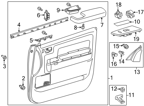 2016 Toyota Tundra Front Door Pull Handle Cover Diagram for 74222-0C040