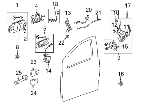 2000 Honda Odyssey Front Door Checker, Right Front Door Diagram for 72340-S0X-A00