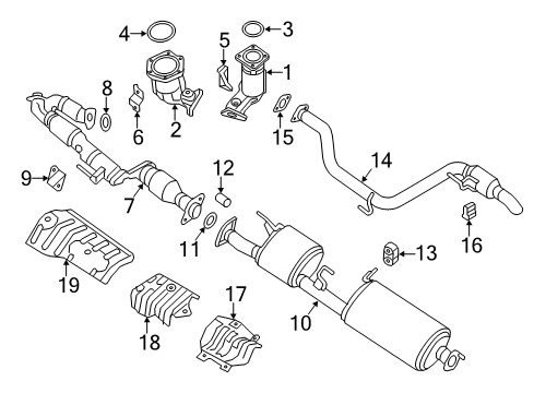 2017 Nissan Pathfinder Exhaust Components Three Way Catalytic Converter Diagram for 208A3-9PG0A