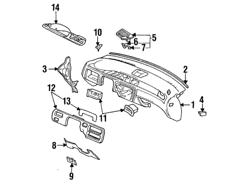 1994 Honda Civic Upper Instrument Panel Plate A Diagram for 77106-SR8-A80