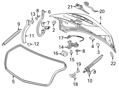 2017 Cadillac CT6 Parking Aid Trunk Lid Diagram for 84182138