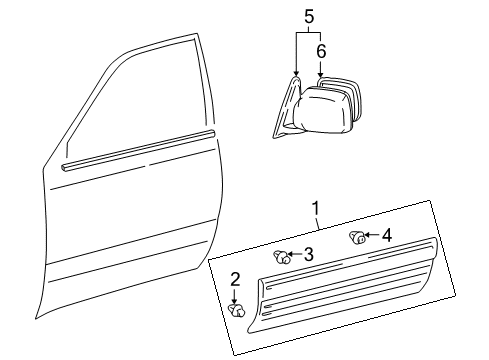 2002 Lexus LX470 Outside Mirrors, Exterior Trim Mirror Assy, Outer Rear View, LH Diagram for 87940-60740-G1