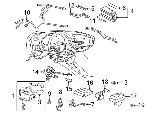 1995 Acura Integra Air Bag Components Holder, Connector (5P) (Sky Blue) Diagram for 77907-SL4-N81